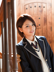 Tsubasa Akimoto Asian in sexy uniform enjoys her way to school - Erotic and nude pussy pics at GirlSoftcore.com