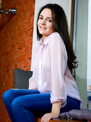 Bridgette Angel strips by the window baring her sexy body with delectable tits. - Erotic and nude pussy pics at GirlSoftcore.com