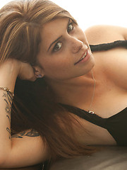 Teen Hailey Leigh ripped jeans on leather couch - Erotic and nude pussy pics at GirlSoftcore.com