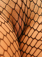 Wearing a full fishnet bodysuit Eva is letting it all hang out - Erotic and nude pussy pics at GirlSoftcore.com
