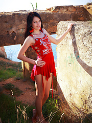 Nichole soft allure and delicate, slender body nicely contrasts with the rugged terrain and rocky ruins. - Erotic and nude pussy pics at GirlSoftcore.com