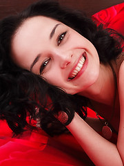 Fabulous Jenya always pleasing to the eyes and the tent, does it again with a flash of red and a truckload of Sexy. - Erotic and nude pussy pics at GirlSoftcore.com