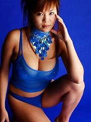Yoko Matsugane posing in sexy blue bikini - Erotic and nude pussy pics at GirlSoftcore.com