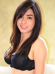 Zoe Martinez strips her jeans off to reveal her black bra and panties on her all natural body - Erotic and nude pussy pics at GirlSoftcore.com