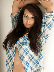 Kitchen in Plaid - Erotic and nude pussy pics at GirlSoftcore.com