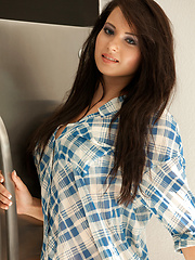 Kitchen in Plaid - Erotic and nude pussy pics at GirlSoftcore.com