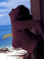 Ayami Sakurai posing at the beach - Erotic and nude pussy pics at GirlSoftcore.com
