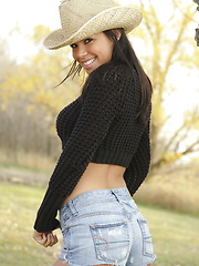 Meanwhile back at the ranch there's an adorable little cowgirl named Destiny getting naked - Erotic and nude pussy pics at GirlSoftcore.com