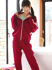 Yuri Hamada Asian slowly takes her sports equipment off for you - Erotic and nude pussy pics at GirlSoftcore.com