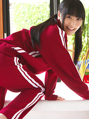 Yuri Hamada Asian slowly takes her sports equipment off for you - Erotic and nude pussy pics at GirlSoftcore.com
