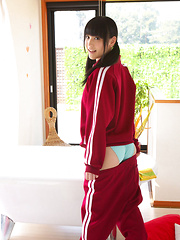 Yuri Hamada Asian slowly takes her sports equipment off for you - Erotic and nude pussy pics at GirlSoftcore.com