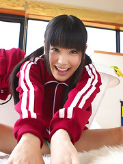 Yuri Hamada Asian slowly takes her sports equipment off for you - Erotic and nude pussy pics at GirlSoftcore.com