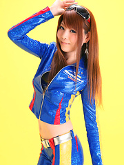 Minami Haduki Asian plays withlatex suit showing some curves - Erotic and nude pussy pics at GirlSoftcore.com