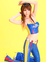 Minami Haduki Asian plays withlatex suit showing some curves - Erotic and nude pussy pics at GirlSoftcore.com