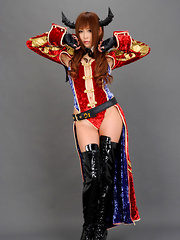 Sayuri Ono Asian poses so sexy in warrior suit and long boots - Erotic and nude pussy pics at GirlSoftcore.com