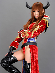 Sayuri Ono Asian poses so sexy in warrior suit and long boots - Erotic and nude pussy pics at GirlSoftcore.com