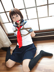 Dimdim Asian in school uniform is tied in ropes and canÂ´t scream - Erotic and nude pussy pics at GirlSoftcore.com