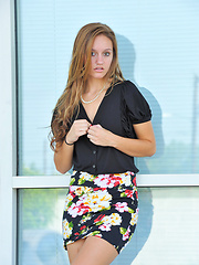 Summer gives upskirt glimpses - Erotic and nude pussy pics at GirlSoftcore.com