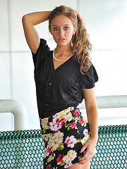 Summer gives upskirt glimpses - Erotic and nude pussy pics at GirlSoftcore.com