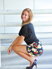 Summer gives upskirt glimpses - Erotic and nude pussy pics at GirlSoftcore.com