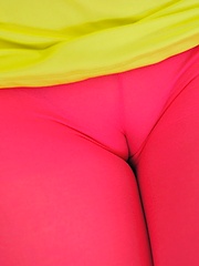 Trinity wearing pink tights and legwarmers but no panties - Erotic and nude pussy pics at GirlSoftcore.com