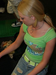 Petite blonde Skye Model is out having fun in a tight top and jeans - Erotic and nude pussy pics at GirlSoftcore.com