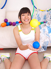 Ayana Tanigaki Asian takes clothes off while playing with balls - Erotic and nude pussy pics at GirlSoftcore.com
