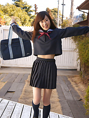Teen Kana Yuuki is schoolgirl with nice face and slender figure - Erotic and nude pussy pics at GirlSoftcore.com