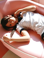 Noriko Kijima Asian in sports equipment is playful in the house - Erotic and nude pussy pics at GirlSoftcore.com