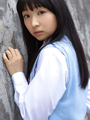 Kotone Moriyama Asian in uniform bends and shows ass on street - Erotic and nude pussy pics at GirlSoftcore.com