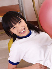 Yuri Hamada Asian in sports equipment plays with balloons a lot - Erotic and nude pussy pics at GirlSoftcore.com