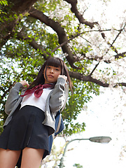 Yuuri Shiina Asian in school uniform is so cute while walking - Erotic and nude pussy pics at GirlSoftcore.com