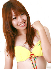 Shizuka Sakura Asian with hot cans and ass in yellow goes to sea - Erotic and nude pussy pics at GirlSoftcore.com