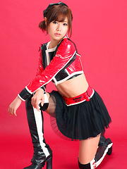 Ai Kumano Asian in latex and fluffy skirt is fresh and playful - Erotic and nude pussy pics at GirlSoftcore.com