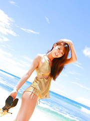 Saki Yamaguchi Asian takes clothes off to feel sun of her skin - Erotic and nude pussy pics at GirlSoftcore.com