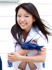 Fuuka Nishihama Asian takes school uniform off piece by piece - Erotic and nude pussy pics at GirlSoftcore.com