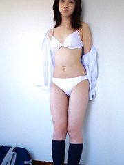 Azusa Togashi Asian undresses uniform to show behind in panty - Erotic and nude pussy pics at GirlSoftcore.com