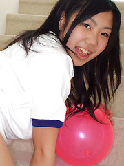 Miho Takai Asian in sports outfit is sexy while playing with ball - Erotic and nude pussy pics at GirlSoftcore.com