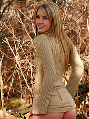 Teen beauty embraces a golden autumn outdoors naked - Erotic and nude pussy pics at GirlSoftcore.com