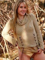 Teen beauty embraces a golden autumn outdoors naked - Erotic and nude pussy pics at GirlSoftcore.com