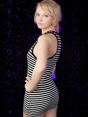 Feeona A posing in her boy-hugging dress before sprawling sensually on the cold, damp floor. - Erotic and nude pussy pics at GirlSoftcore.com