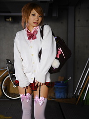 Sexy teen Rui Hazuki poses in short skirt out - Erotic and nude pussy pics at GirlSoftcore.com