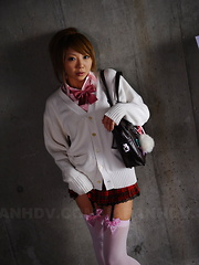 Sexy teen Rui Hazuki poses in short skirt out - Erotic and nude pussy pics at GirlSoftcore.com