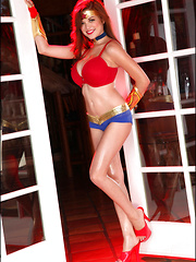 Busty Tessa gets into costume as Wonder Woman for Halloween - Erotic and nude pussy pics at GirlSoftcore.com