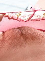 Hairy woman Leona Lee is pretty in pink - Erotic and nude pussy pics at GirlSoftcore.com