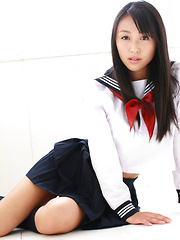 Miyu Watanabe Asian in school uniform loves rubbing cunt of ball - Erotic and nude pussy pics at GirlSoftcore.com