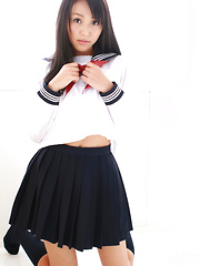 Miyu Watanabe Asian in school uniform loves rubbing cunt of ball - Erotic and nude pussy pics at GirlSoftcore.com