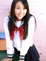 Miyu Watanabe Asian in school uniform loves rubbing cunt of ball - Erotic and nude pussy pics at GirlSoftcore.com