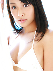 Miyu Watanabe Asian touches big melons in bra on ball while plays - Erotic and nude pussy pics at GirlSoftcore.com